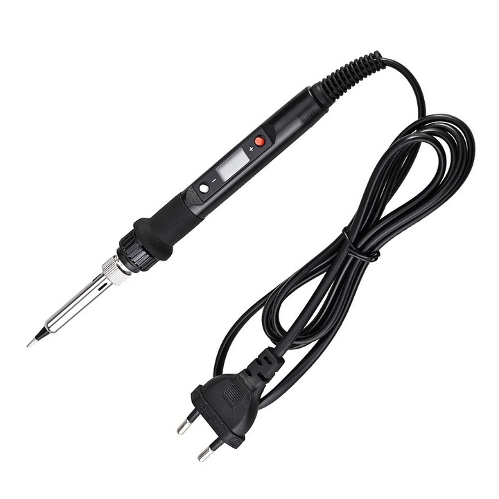 Pistol de lipit electric, 80W, display LCD, temperatura ajustabila, argintiu