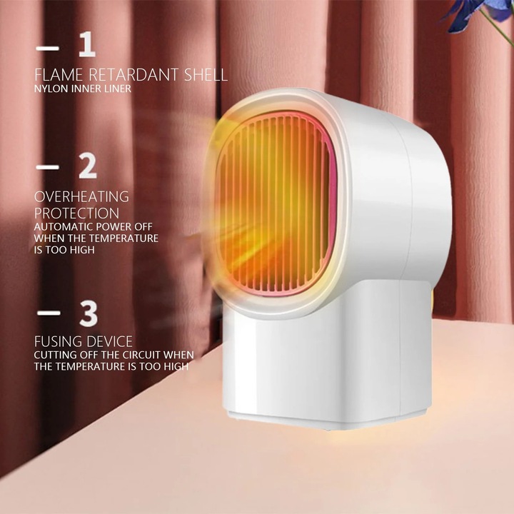 Aeroterma portabil, 800W, alb, 27x15x13cm