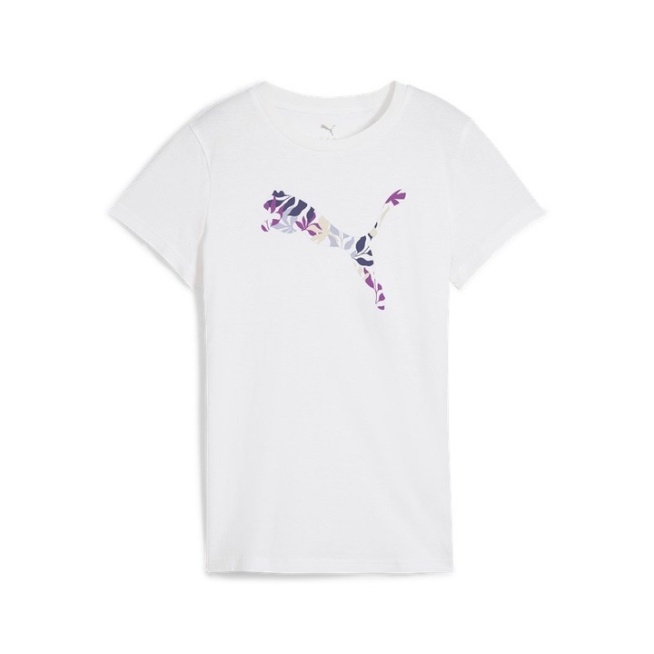 Tricou Puma pentru Femei, graphics floral cat logo tee, 685081-02, 2XS INTL, Alb