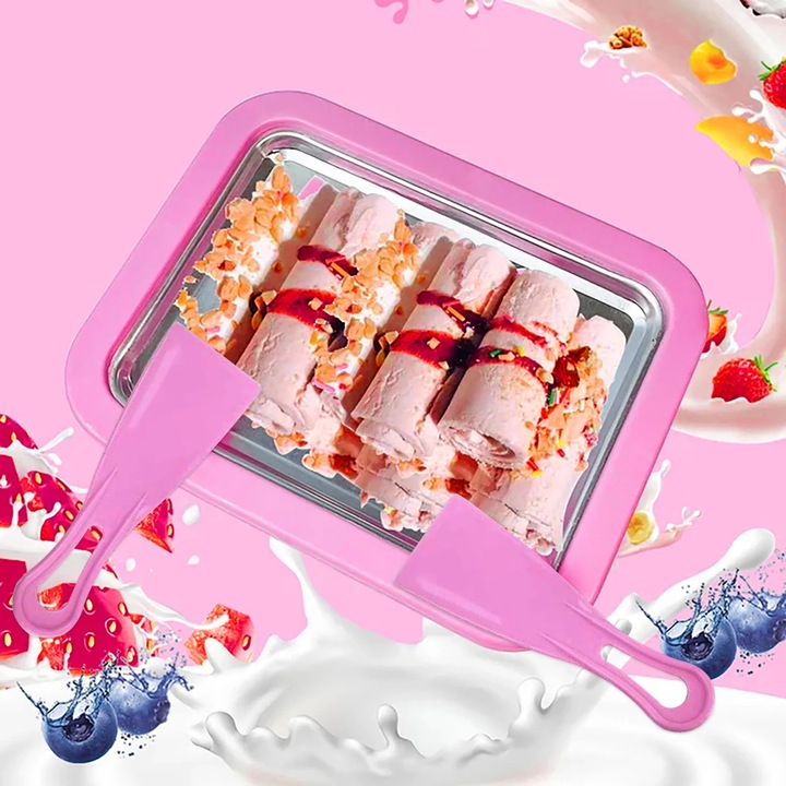 Aparat de preparat desert, Instant Ice-Cream Maker, argintiu, set complet cu spatule