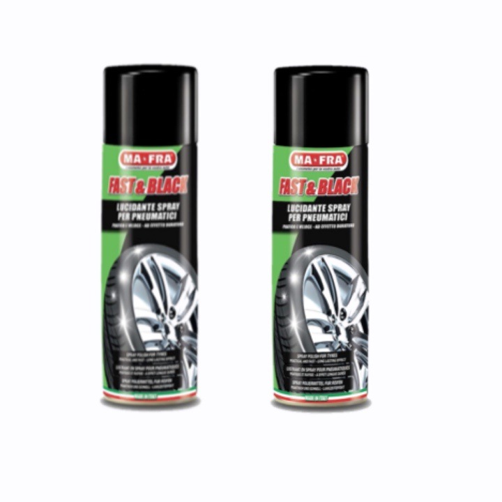 Опаковка от 2x MA-FRA Fast & Black разтвор за поддръжка на гуми с висок гланц, 500 ml