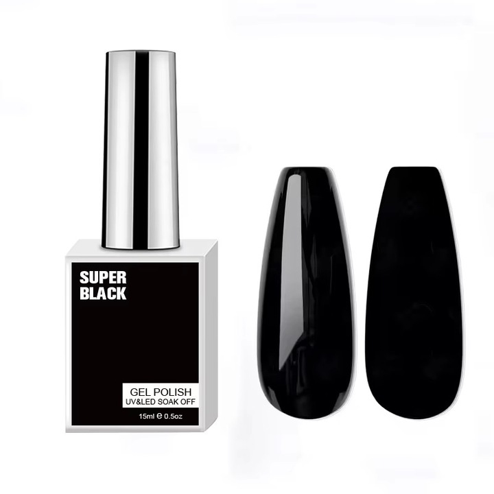 Oja semipermanenta Super Black 15ml Soak Off UV LED, Sela