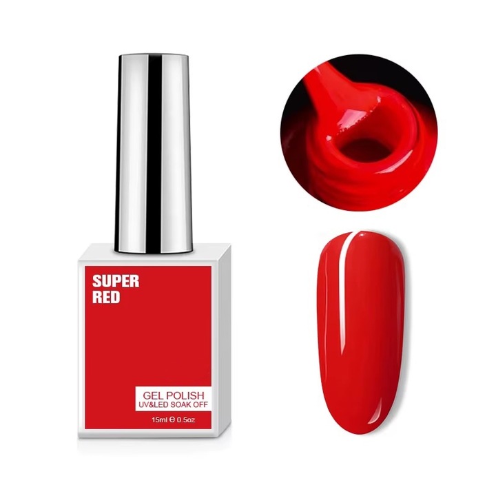 Oja semipermanenta Super Red 15ml Soak Off UV LED, Sela