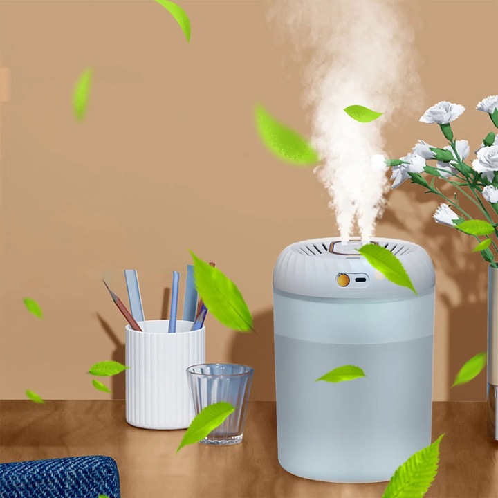 Umidificator 3L, alb, cu ecran digital, umidificare ajustabila, pentru birou si camera mare
