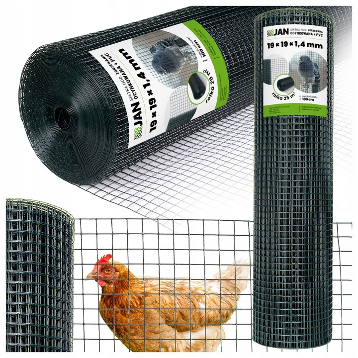 Plasa sudata pentru crestere, 19x19 mm, Zincata si acoperita cu pvc, 1 m inaltime, 25 m², Verde, Ideala pentru garduri si custi pentru pasari si animale mici