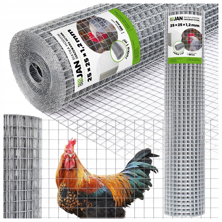 Plasa sudata pentru crestere, Sudata galvanizata, 25x25 mm, Sarma zincata fi 1.2 mm, Inaltime 100 cm, Suprafata 25 m², Ideala pentru custi si garduri pentru pasari si animale mici