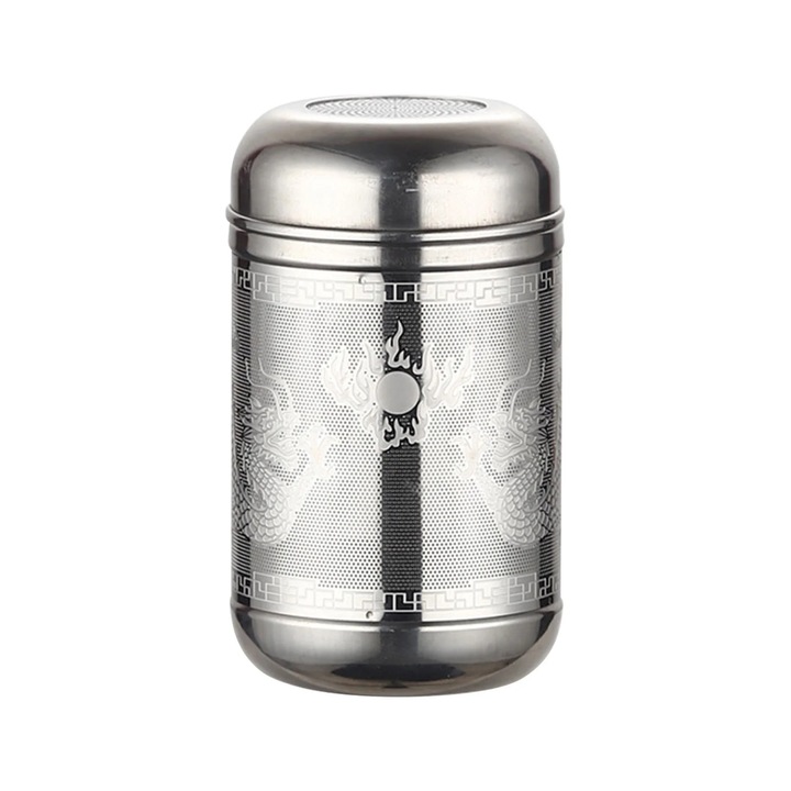Filtru pentru ceai si cana izoterma ZYBLSSBB LSM2xh8453-BCS0296118-5, din otel inoxidabil izolat, cu sita pentru infuzie, argintiu