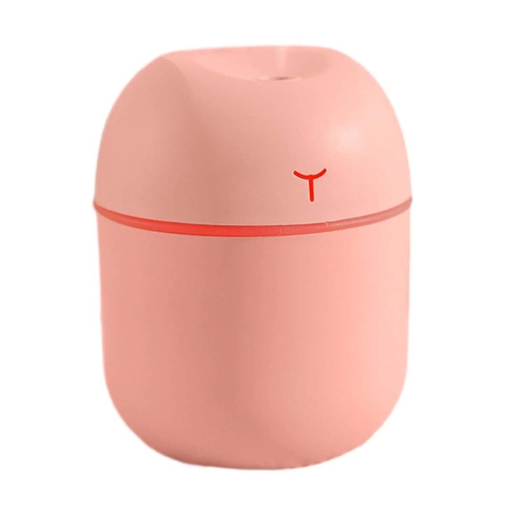 Hordozható mini párásító, 220ml, USB, rózsaszín, 8x8x10.3cm, 1 db-os szett