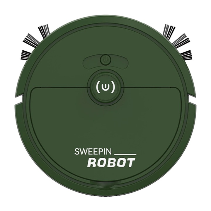 Robot aspirator ZYBLSSBB LSM13395-BCS0328128-1, statie de golire automata (pana la 60 zile), Wi‑Fi/App/Alexa, functie mop, 1200 mAh autonomie ~90 min, incarcare USB, pentru par de animale, verde, 23.6x23.6x6.2 cm