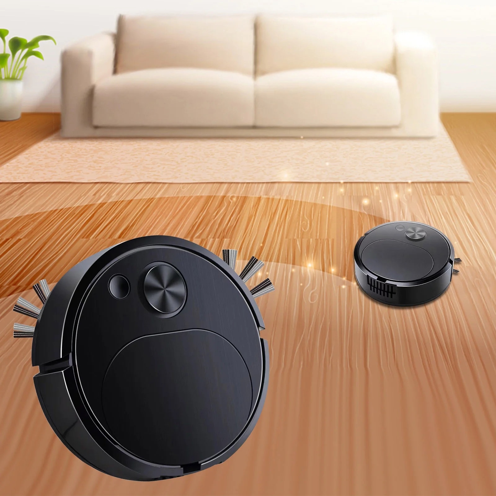 Aspirator robot cu mop, negru, 18 x 5.4 x 18 cm