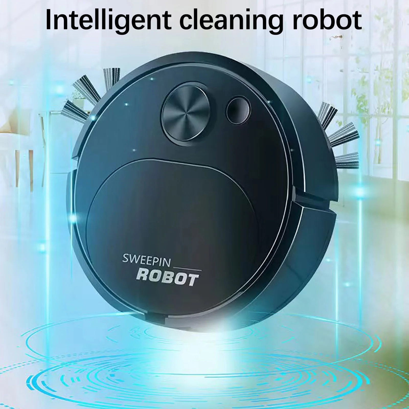 Aspirator robot cu mop, negru, 18 x 5.4 x 18 cm