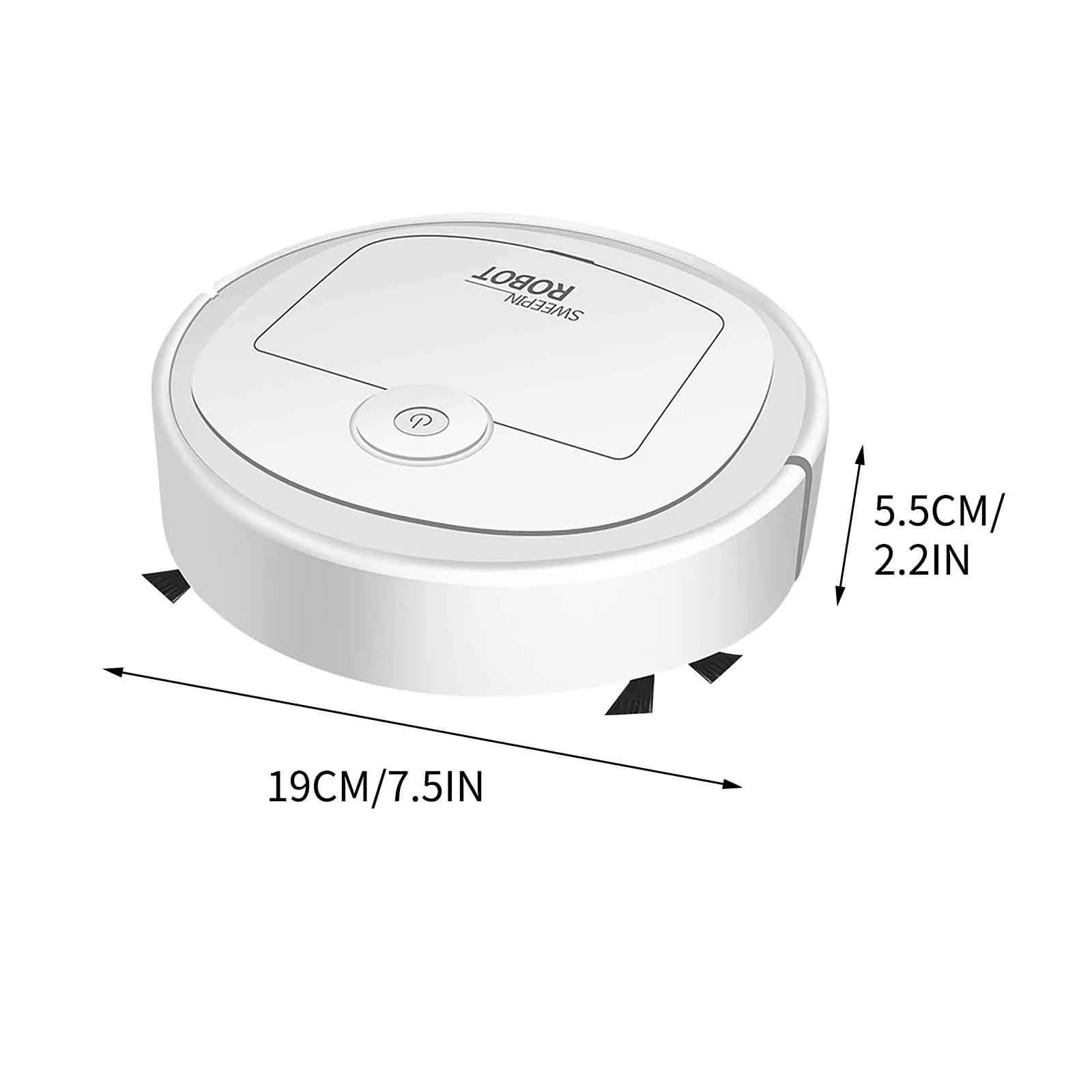 Aspirator robot inteligent, design ultra-subtire, curatare silentioasa, set 1x aspirator + 1x cablu USB, alb