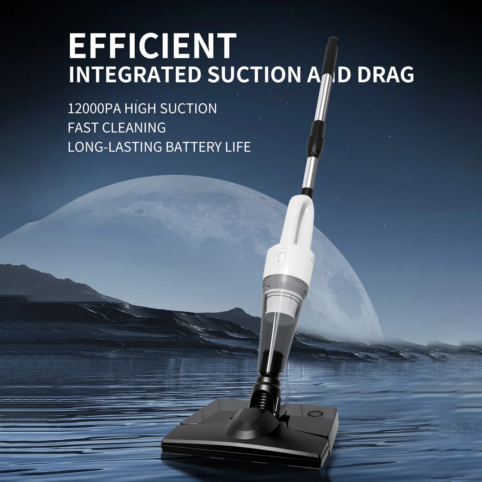 Aspirator portabil fara fir, putere mare de aspiratie, set aspirator cu mop, negru