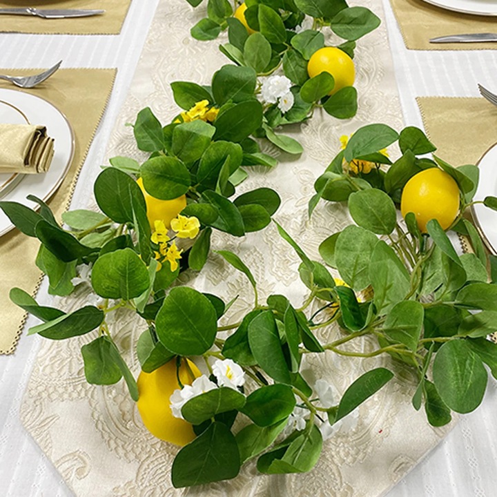 Ghirlanda fructe artificiale, lamai galbene, verde, 175cm