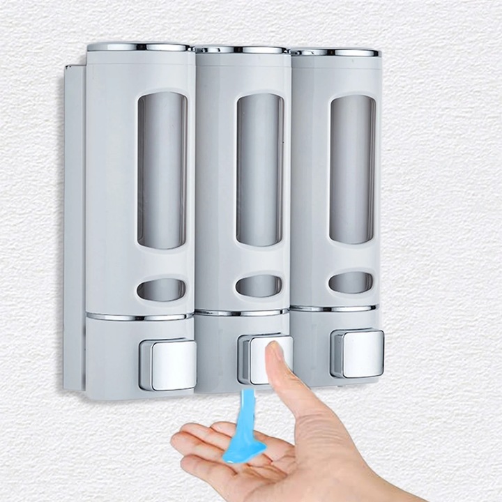 Dispenser sapun 3 in 1 YANYXR alb 21.5x21x7cm