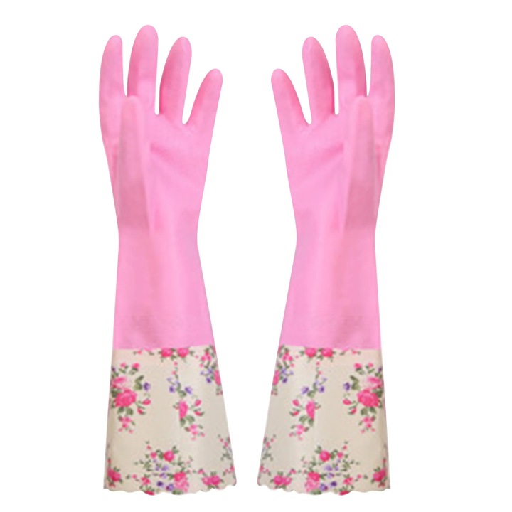 Manusi de curatenie, multicolor, marimea M, din cauciuc, cu interior din bumbac, rezistente la temperaturi ridicate, set de 1 pereche