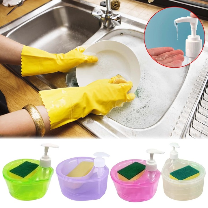 Dispenser sapun lichid YANYXR cu burete ceramic alb set
