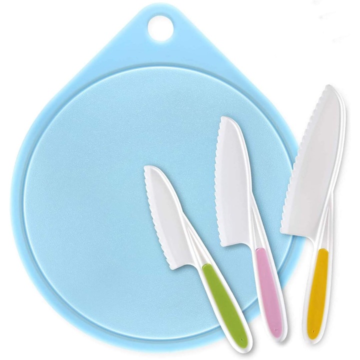 Комплект прибори за готвене за деца, Enforose, 3 части, материали без BPA, ергономични дръжки, назъбени ръбове
