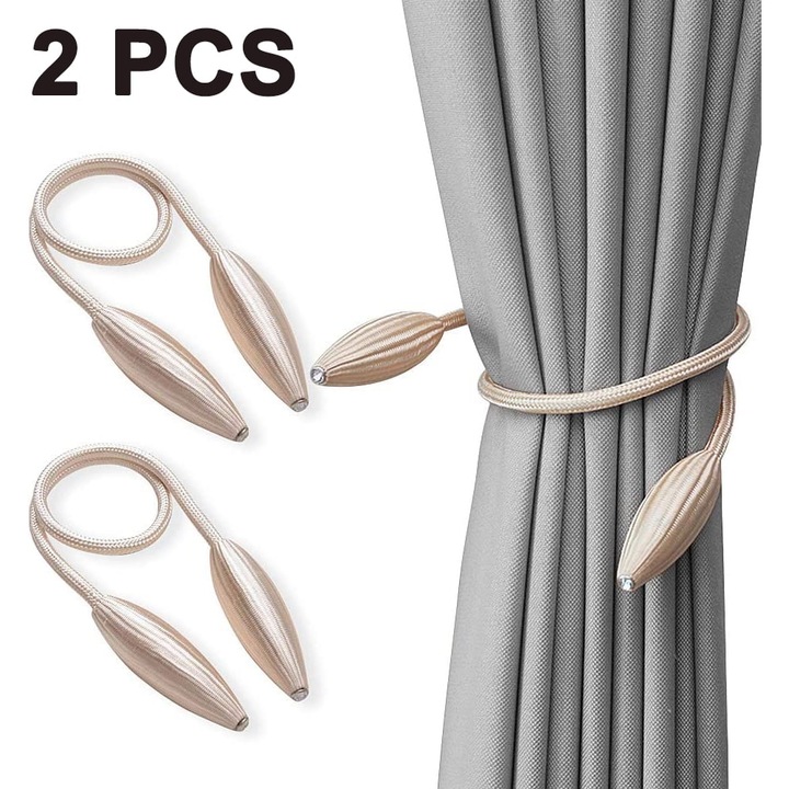 Suport magnetic pentru draperii ZYBLSSBB LSM2xh12572-BCS0075239, poliester/plastic, magnetic, 45 cm, gri, set 2 buc.