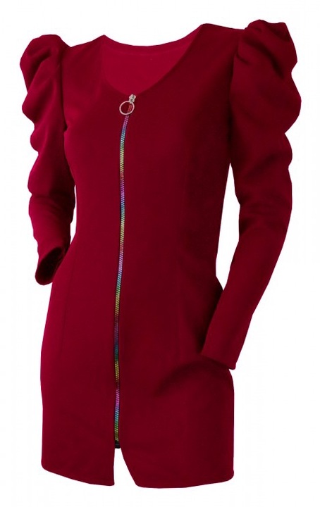 Rochie scurta cu fermoar, Rosu