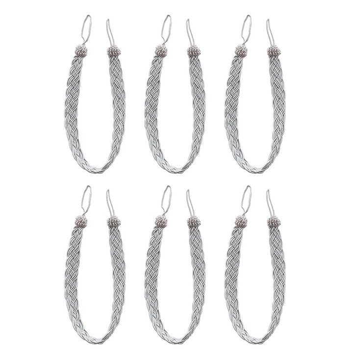 Suporturi pentru perdele ZYBLSSBB LSM2xh10072-BCS0064610, chinga impletita din poliester 59 cm, gri, set 3 perechi (6 buc.)