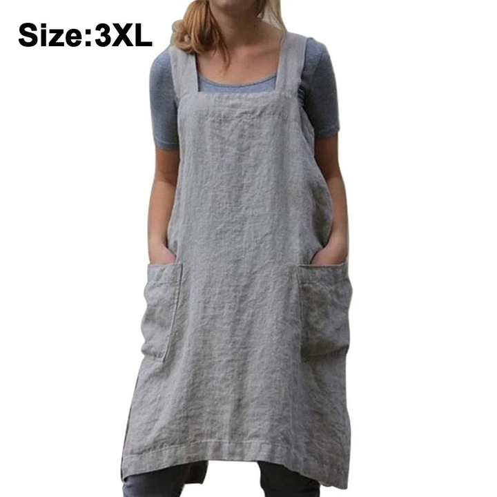 Sorturi bucatarie si gratar, 3XL, set, gri, bumbac si in, design spate cruce