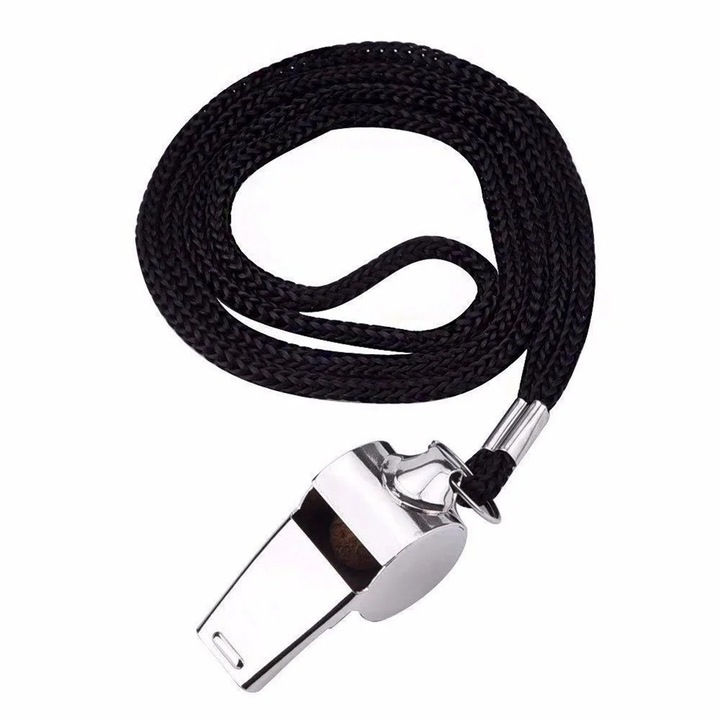 Fluier metalic YANYXR set 3 buc lanyard negru 4.2x2.0x2.0cm