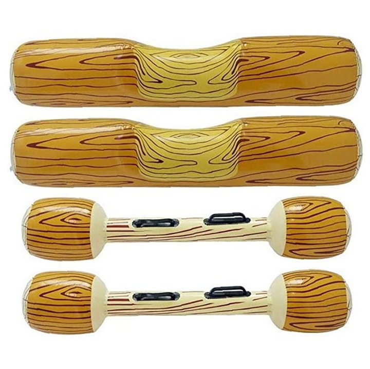 4 részes felfújható úszó játék szett, fa polc, 140x35cm, botok 115x20cm, többszínű