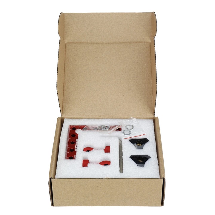 Set cleme de fixare, 2 buc, echer 90°, 140 mm, aluminiu anodizat, rosu sau argintiu