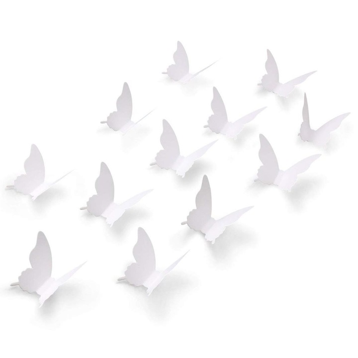 Stickere decorative fluturi, Enforose, set, aplicare pe suprafete netede, PVC, 80mm