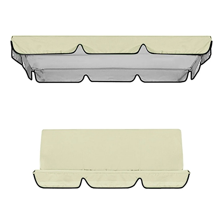 Set de huse pentru leagan, Fokelyi, 210D, protectie impotriva ploii, bej, 164x114x15cm + 130x140x8cm