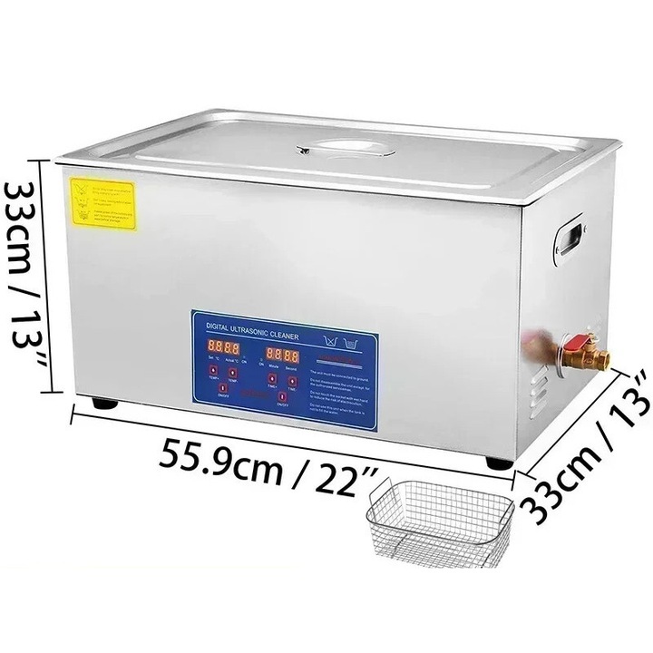 Curatator ultrasonic, 30L, 600W, 500W, 55.9x33x33cm, cu cos de curatare