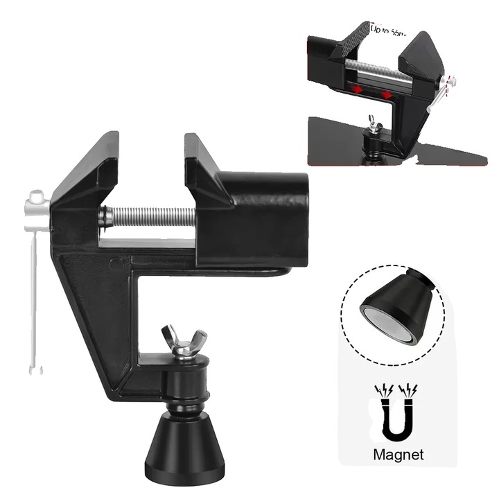 Clip de fixare PCB magnetic, rotire 360°, latime ajustabila, negru, 0-55mm, set