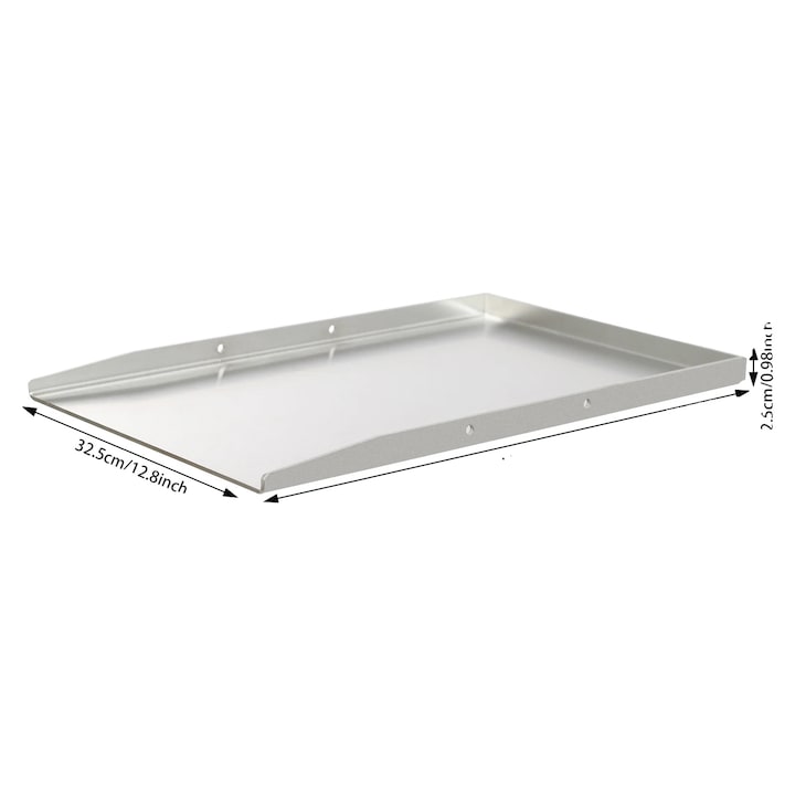 Placa de gratar, inox, 49 x 32.5 cm, cu manere, argintiu