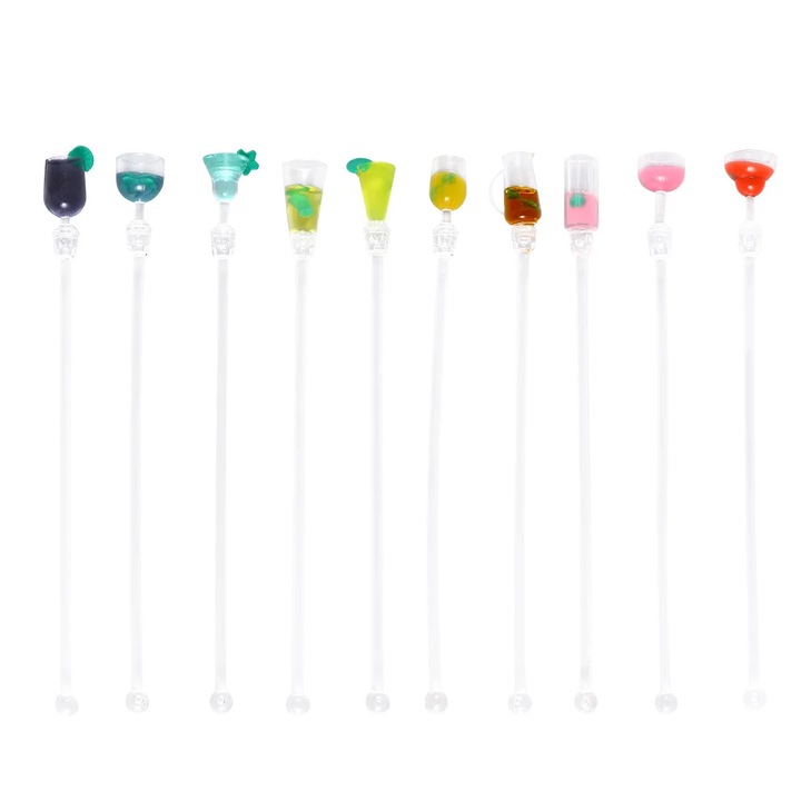 Set 10 betisoare amestec cocktail ZYBLSSBB acril colorate 23x1x1cm