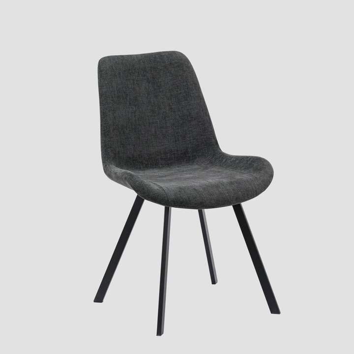 Стол SILLA, тъмносив, 52x60.5x83.5 см, с метални крака, тапицерия от полиестер