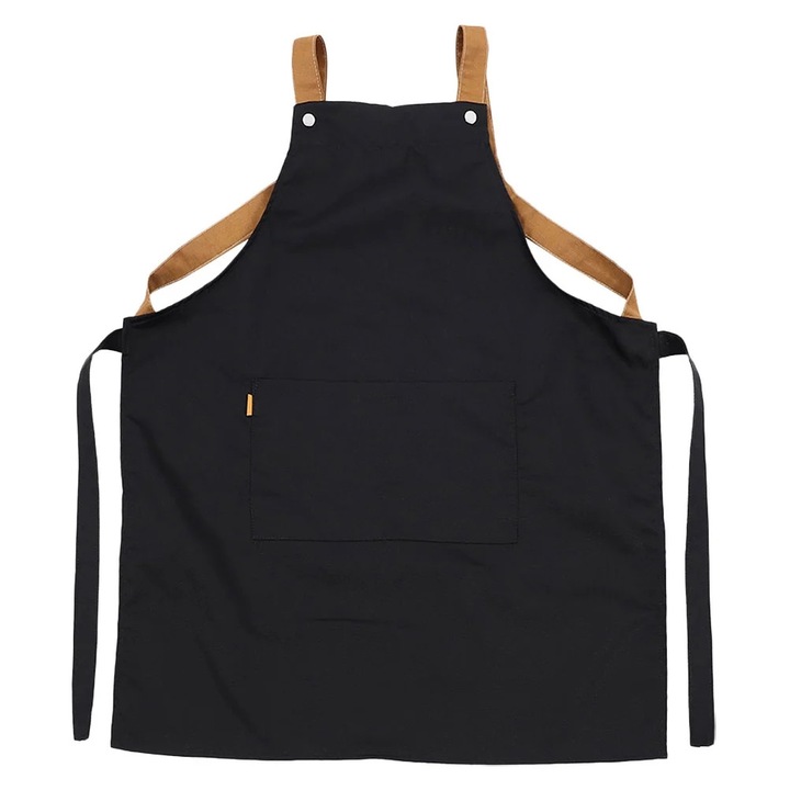 Zyblssbb, sort din canvas cu buzunar si bretele contrastante LSM4109-BCS0385496, negru/maro