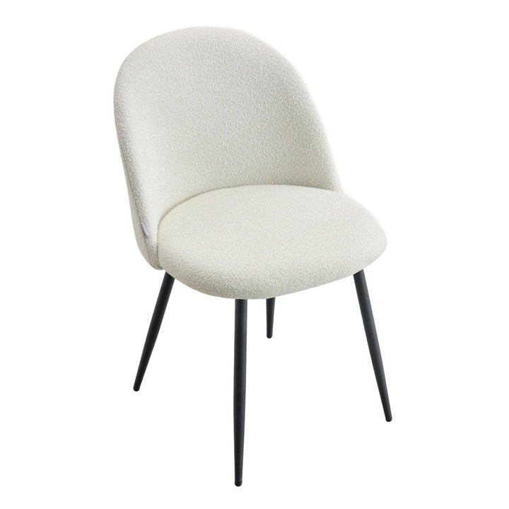 Scaun Homla FRESCA, ecru, 47x56x78 cm, picioare negre, design ergonomic