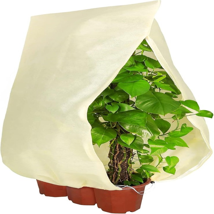 Protectii ecologice pentru plante, tesatura netesa, rezistenta la vant, huse de protectie reutilizabile impotriva inghetului pentru gradina, frig de iarna, aparare impotriva zapezii, a grindinii, respirabile cu snur reglabil, fermoar invizibil, Enforose