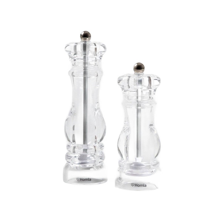 Set de rasnite de condimente HOMLA, 2 buc, acrilic, 20x16cm, transparent