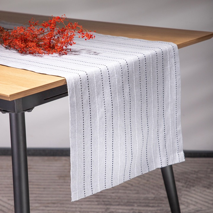 Homla GREPATO terítő, szürke, 40x160cm, anyaga 80% pamut, 20% poliészter