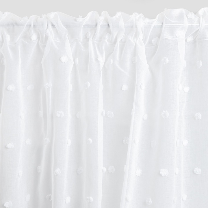 Завеса Homla BELMONTE, бяла, 140x250 см, с декоративни помпони