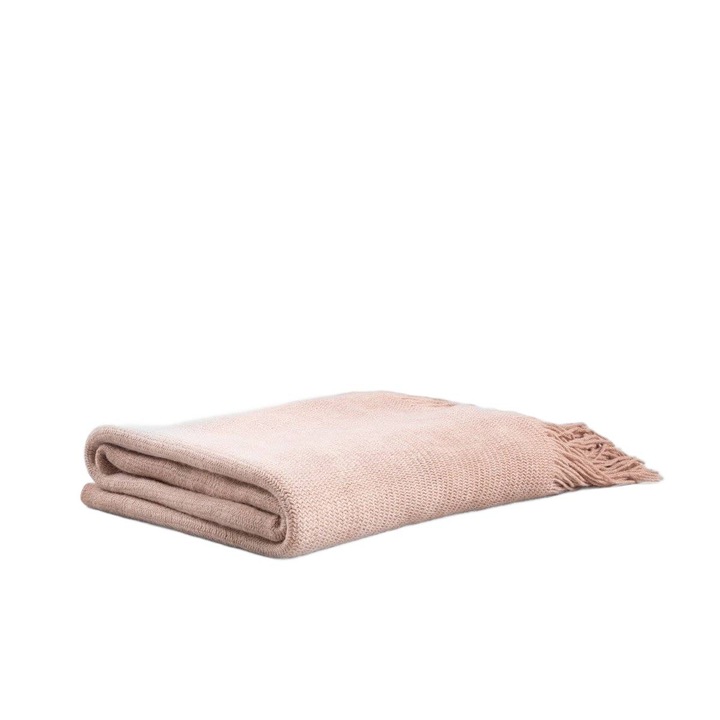 Homla FINNS takaró bézs színű bojtokkal 130x170 cm