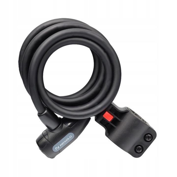 Lopásgátló spirálzár kulccsal, Nexelo, 1800mm, 10mm, fekete