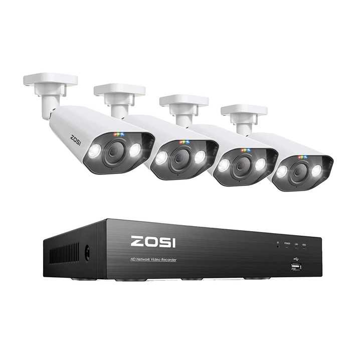 Térfigyelő kamerarendszer, 4 db 8MP-es kamera, intelligens érzékelés, éjjellátó, szett