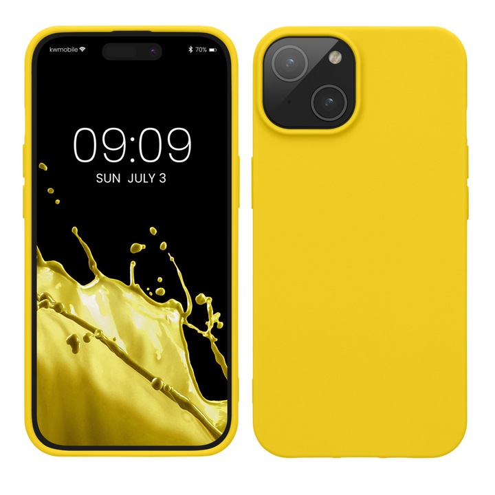 Калъф Kwmobile за Apple iPhone 15, жълт, силикон, KWM000020CE005C