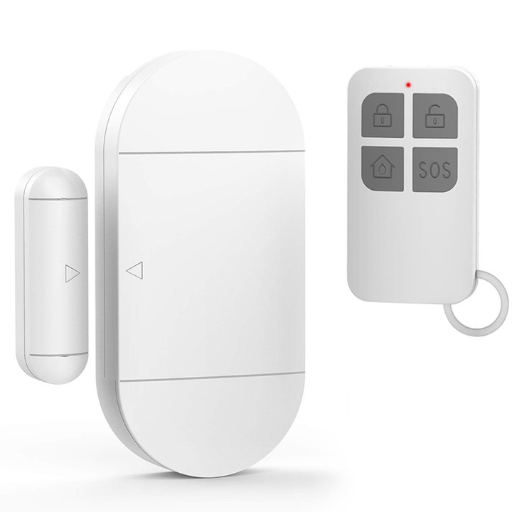Alarma magnetica wireless cu senzor WiFi pentru usa, alerta 130 dB, instalare usoara, control vocal si telecomanda