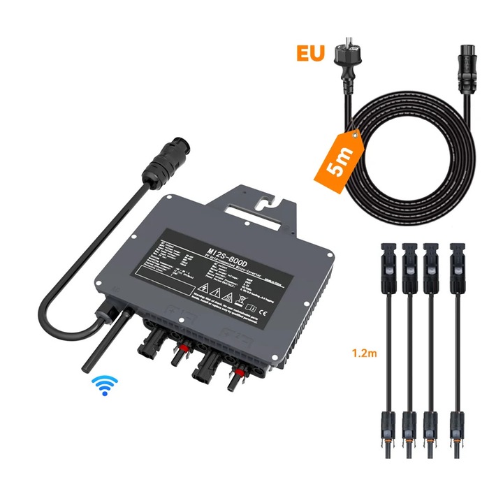 Microinvertor solar, iesire 400W si 800W, tensiune si frecventa reglabile, invertor 800W, AC 230V, DC 22-50V