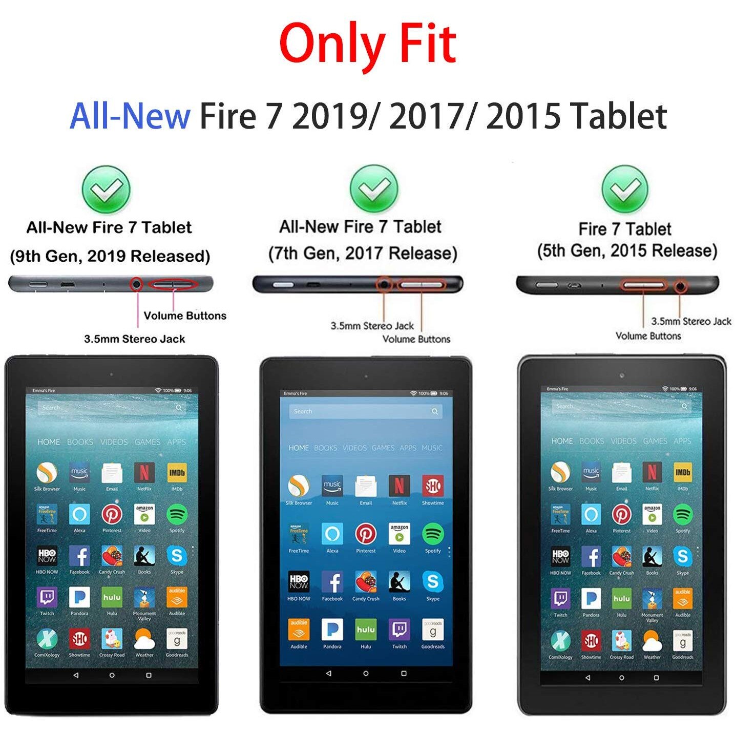 Husa tableta Enforose pentru Kindle Fire 7, set cu suport pliabil, protectie soc, maner portabil, culoare multicolor