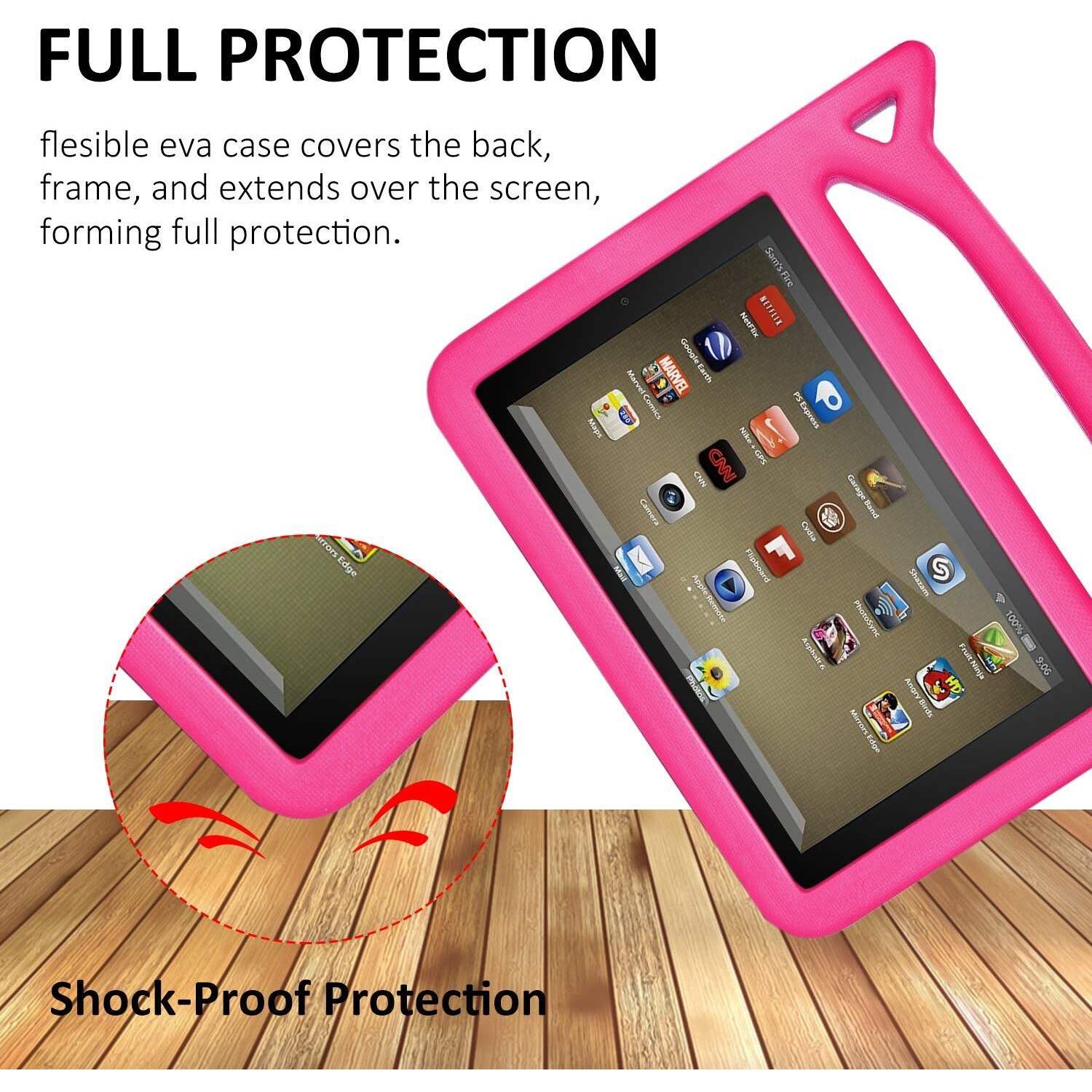 Husa tableta Enforose pentru Kindle Fire 7, set cu suport pliabil, protectie soc, maner portabil, culoare multicolor
